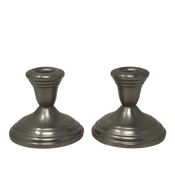 FB Rogers Pair of Pewter Candlestick Holders - Picture 1 of 11